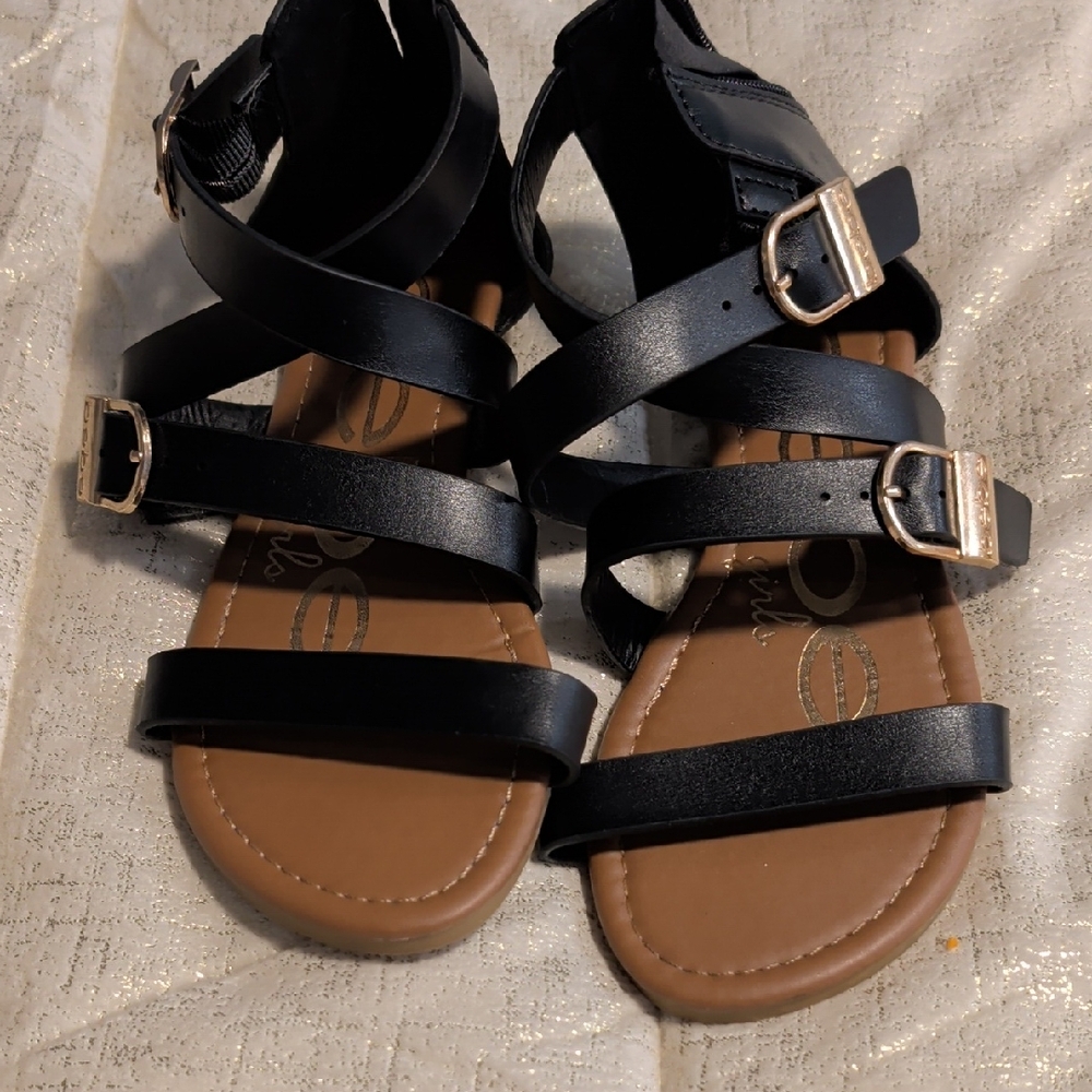 bebe Black and Brown Kids Strappy Sandals
